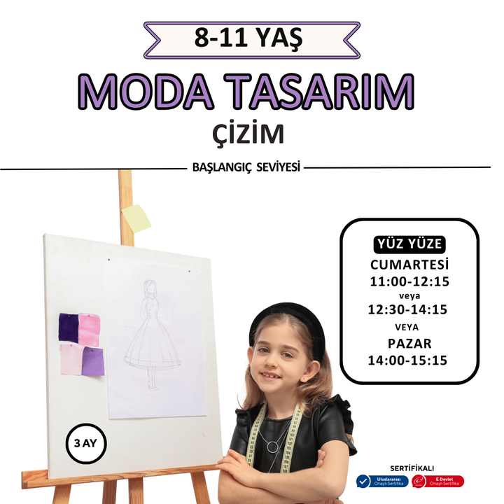 8-11 Yaş Moda Tasarımı Çizim (Yüz Yüze)
