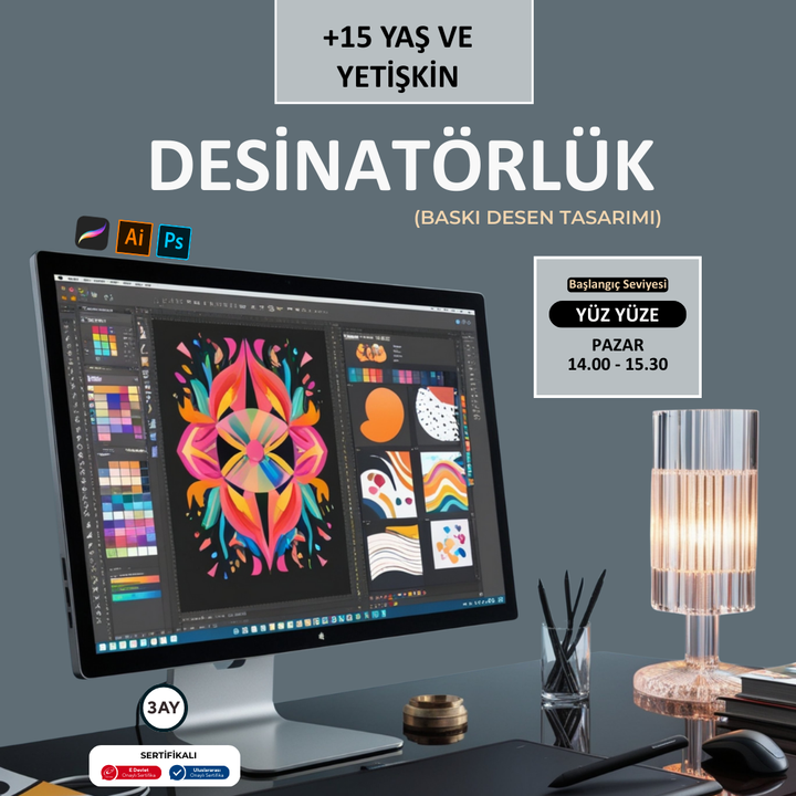 Adobe Photoshop ile Desinatörlük  (Baskı Desen Tasarımı) - Yüz Yüze