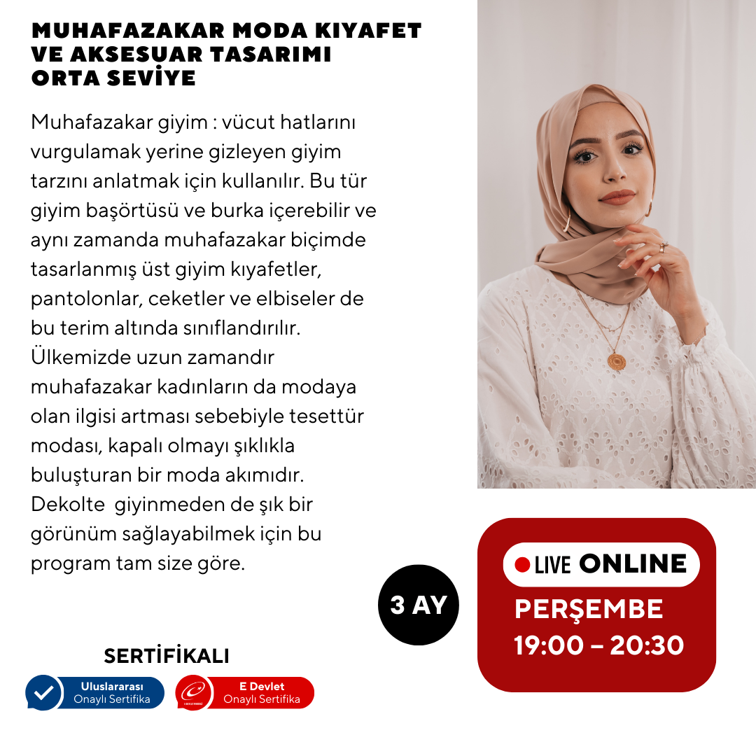 Muhafazakar Moda Kıyafet ve Aksesuar Tasarımı - Orta Seviye