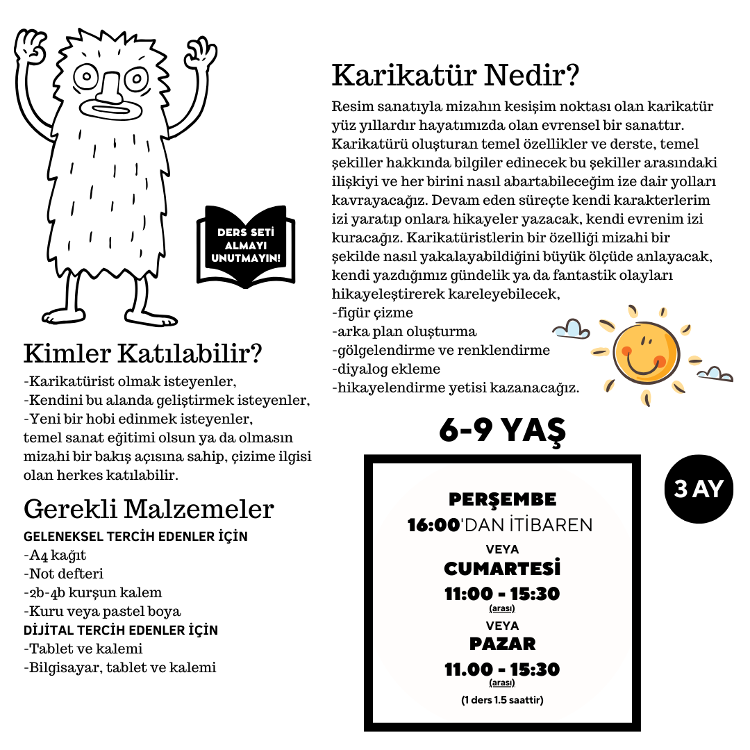 Karikatür Çizimi - Yüz Yüze (Orta Seviye) (6-9 Yaş )