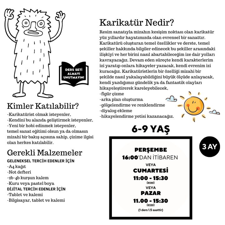 Karikatür Çizimi - Yüz Yüze (Orta Seviye) (6-9 Yaş )