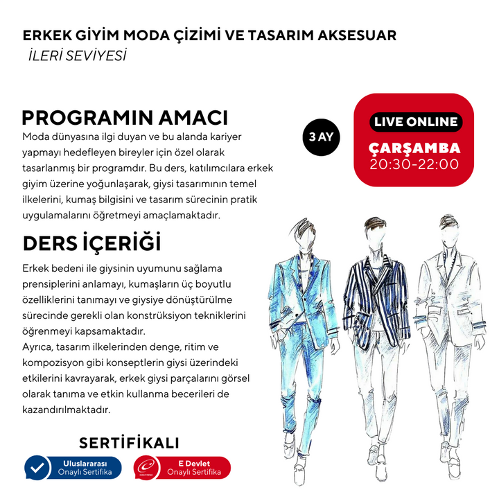 Erkek Giyim Moda Çizimi ve Tasarım Aksesuar -ileri Seviye