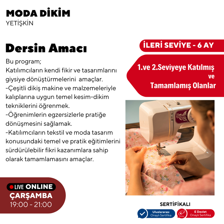 Moda Dikim  - (İleri Seviye)- Online
