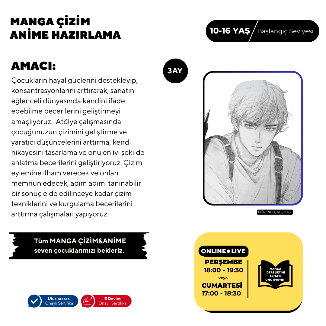 Manga Çizim ve Anime Hazırlama  (10-16 Yaş)