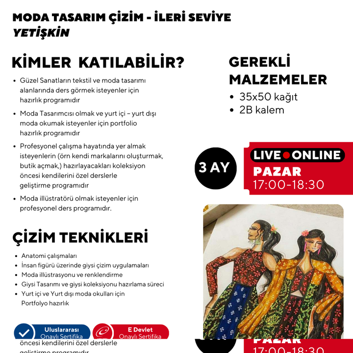 Moda Tasarım ve Çizim Dersleri (Yetişkin) - İleri Seviye - Online