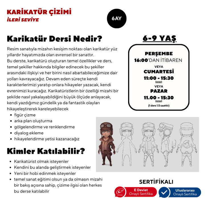 Karikatür Çizim  - Yüz Yüze (İleri Seviye) (6-9 Yaş )