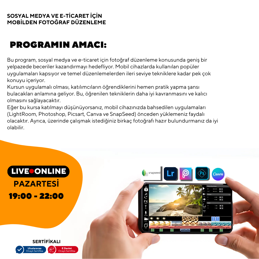 Sosyal medya ve e-ticaret için mobilden fotoğraf düzenleme  -Online