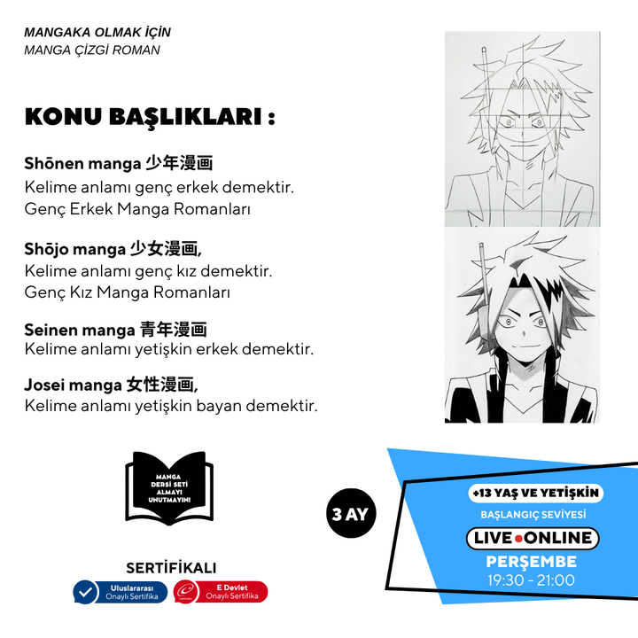 Mangaka Olmak için Japon Çizgi Roman (MANGA) Storyboard
