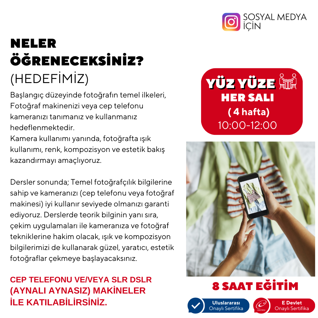Sosyal Medya için Temel Fotoğrafçılık Dersleri - Yüz Yüze