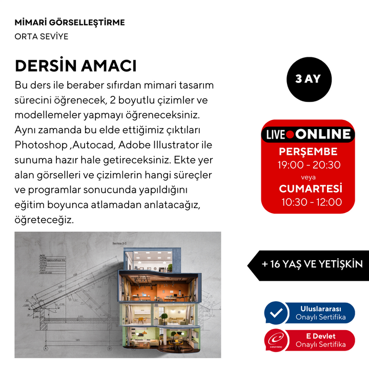 Mimari Görselleştirme  (+16 Yaş ve Yetişkin)(Orta Seviye)