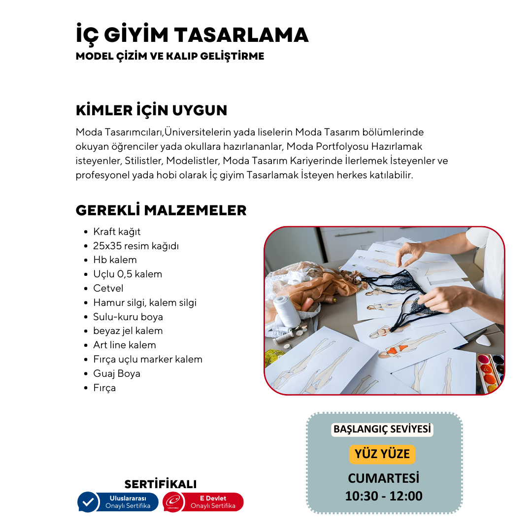 İç Giyim Tasarlama Model Çizim ve Kalıp Geliştirme -Başlangıç Seviyesi