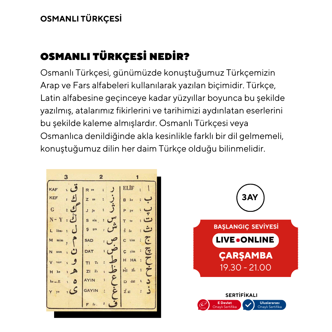 Osmanlı Türkçesi ( Online) Başlangıç Seviyesi