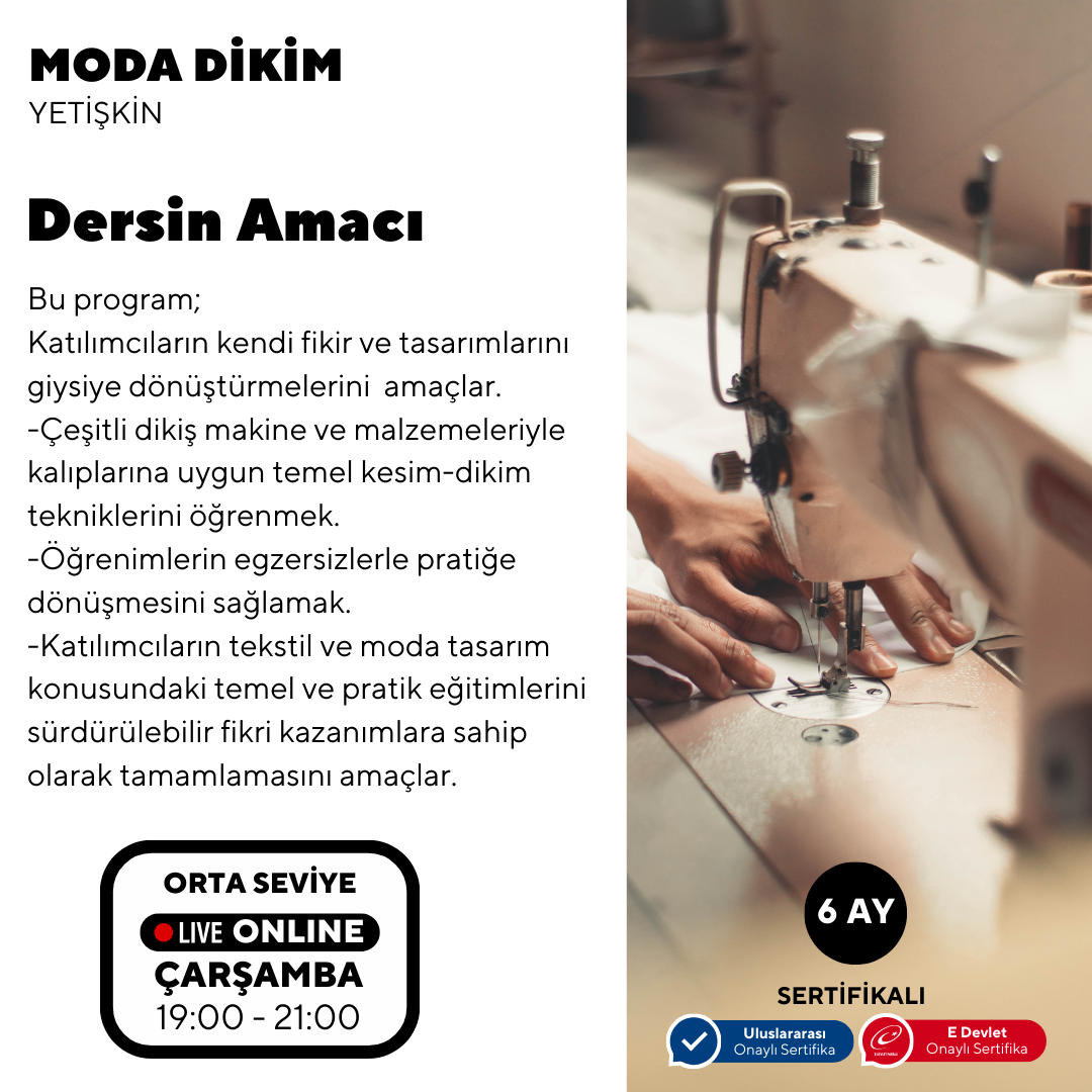 Moda Dikim  - (Orta Seviyesi)- Online