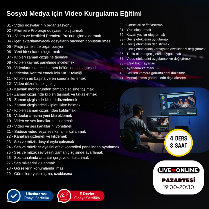 Adobe Premier ile Video Kurgu Eğitimi Online