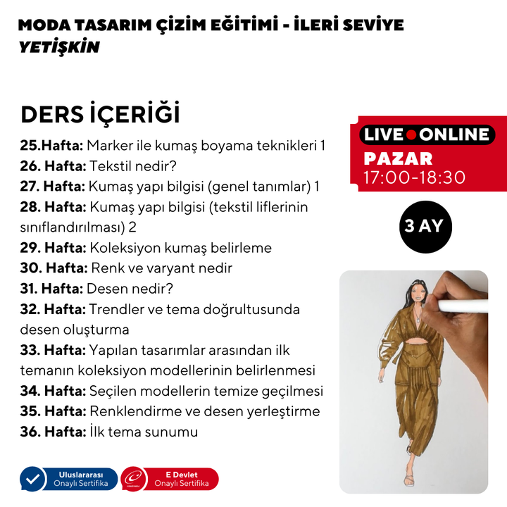 Moda Tasarım ve Çizim Dersleri (Yetişkin) - İleri Seviye - Online