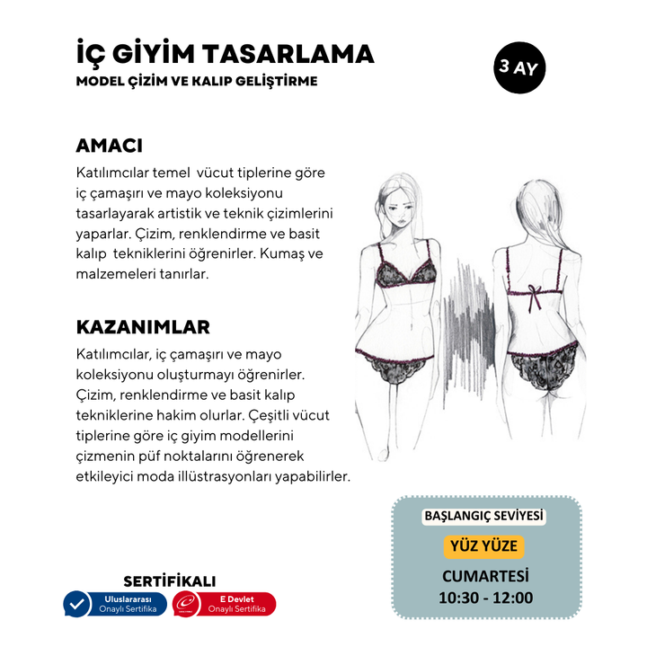 İç Giyim Tasarlama Model Çizim ve Kalıp Geliştirme -Başlangıç Seviyesi