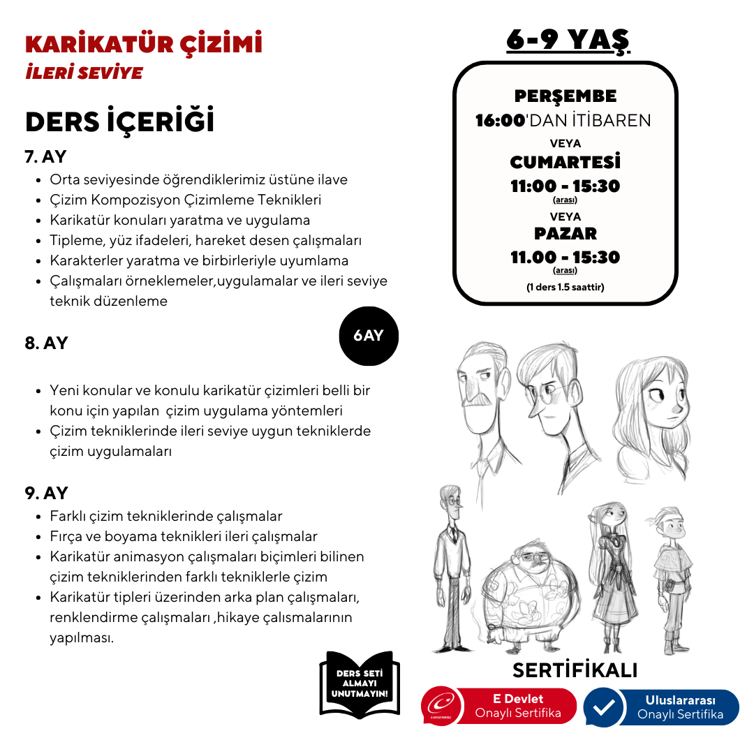 Karikatür Çizim  - Yüz Yüze (İleri Seviye) (6-9 Yaş )