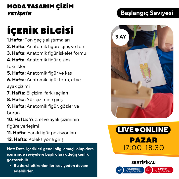 Moda Tasarım ve Çizim Dersleri (Yetişkin)