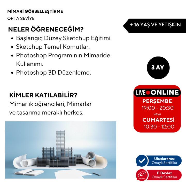 Mimari Görselleştirme  (+16 Yaş ve Yetişkin)(Orta Seviye)