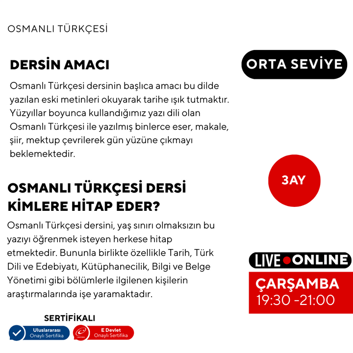 Osmanlı Türkçesi ( Online) Orta Seviyesi