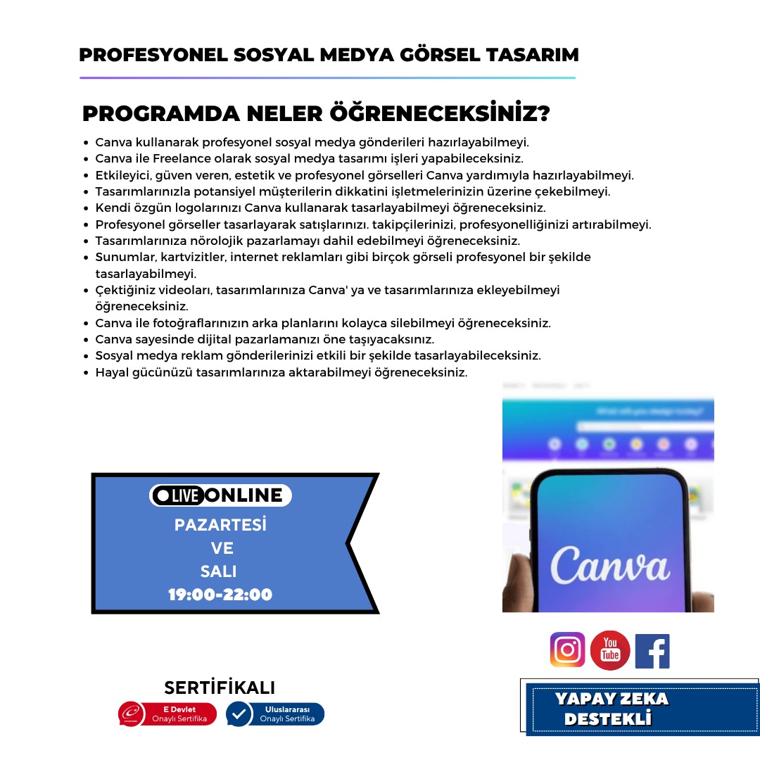 Profesyonel Sosyal Medya Görsel Tasarım  (Canva)
