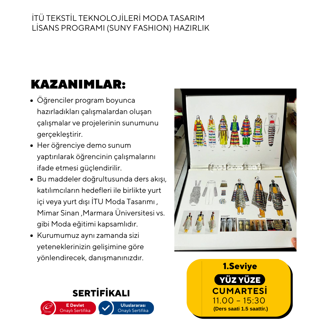 İTÜ Tekstil Teknolojileri ve Moda Tasarım Lisans Programı (Suny Fashion) -Yüz yüze
