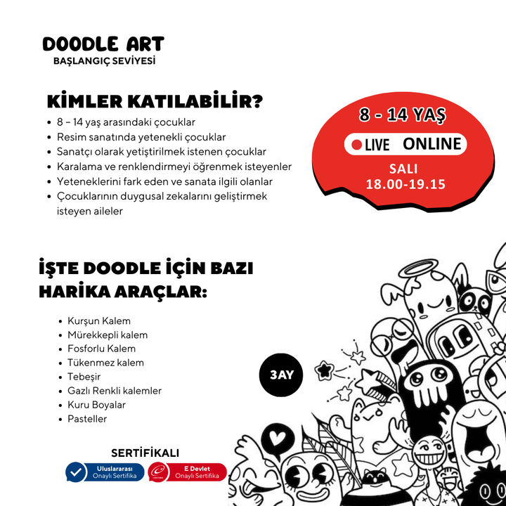 Doodle Sketching Art - Karalama Sanatı  (8-14 Yaş)