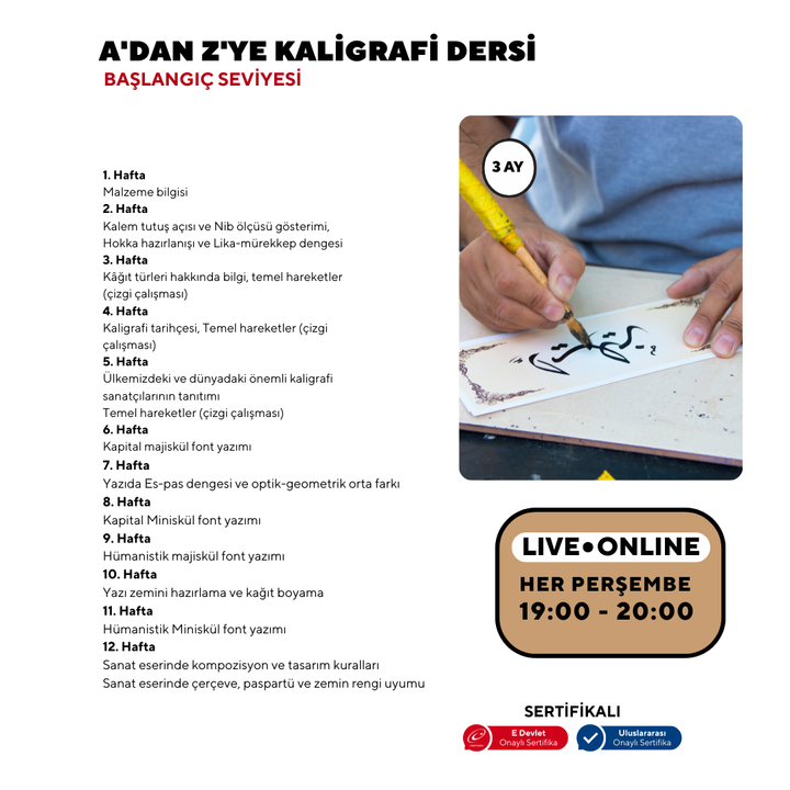 A'dan Z'ye Kaligrafi Dersi (Yetişkin)