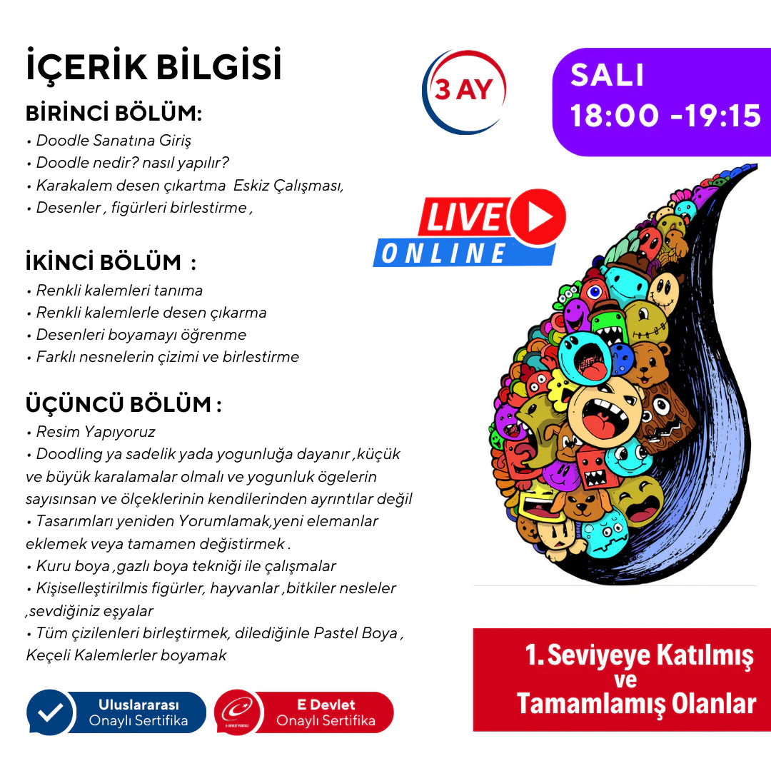 Doodle Sketching Art - Karalama Sanatı (8-14 Yaş)(Orta Seviye)