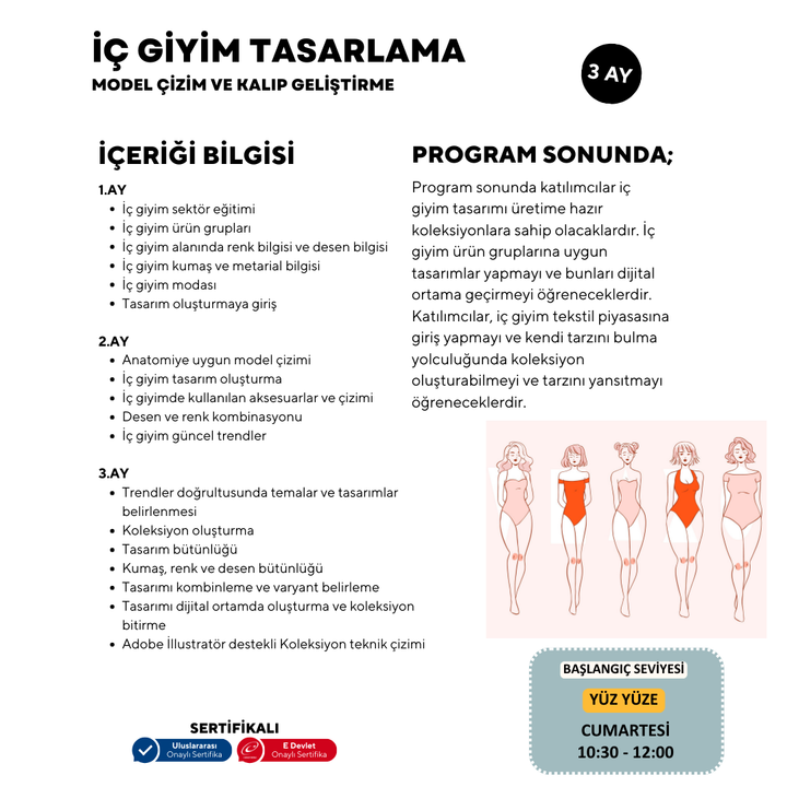 İç Giyim Tasarlama Model Çizim ve Kalıp Geliştirme -Başlangıç Seviyesi