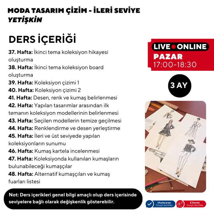 Moda Tasarım ve Çizim Dersleri (Yetişkin) - İleri Seviye - Online