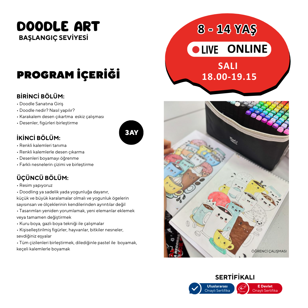 Doodle Sketching Art - Karalama Sanatı  (8-14 Yaş)