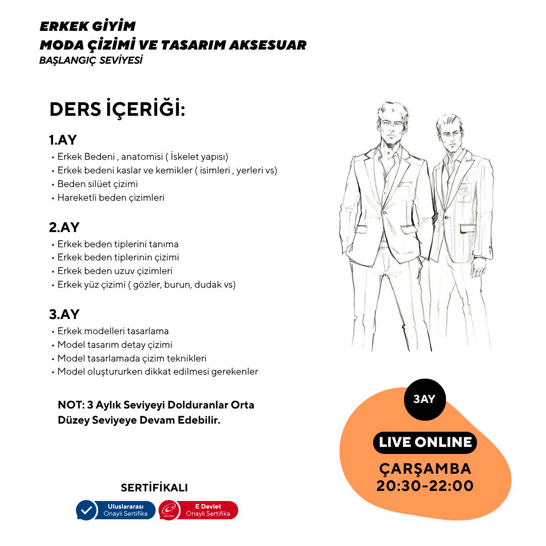 Erkek Giyim Moda Çizimi ve Tasarım Aksesuar - Başlangıç seviyesi