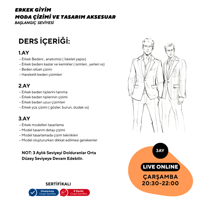 Erkek Giyim Moda Çizimi ve Tasarım Aksesuar - Başlangıç seviyesi