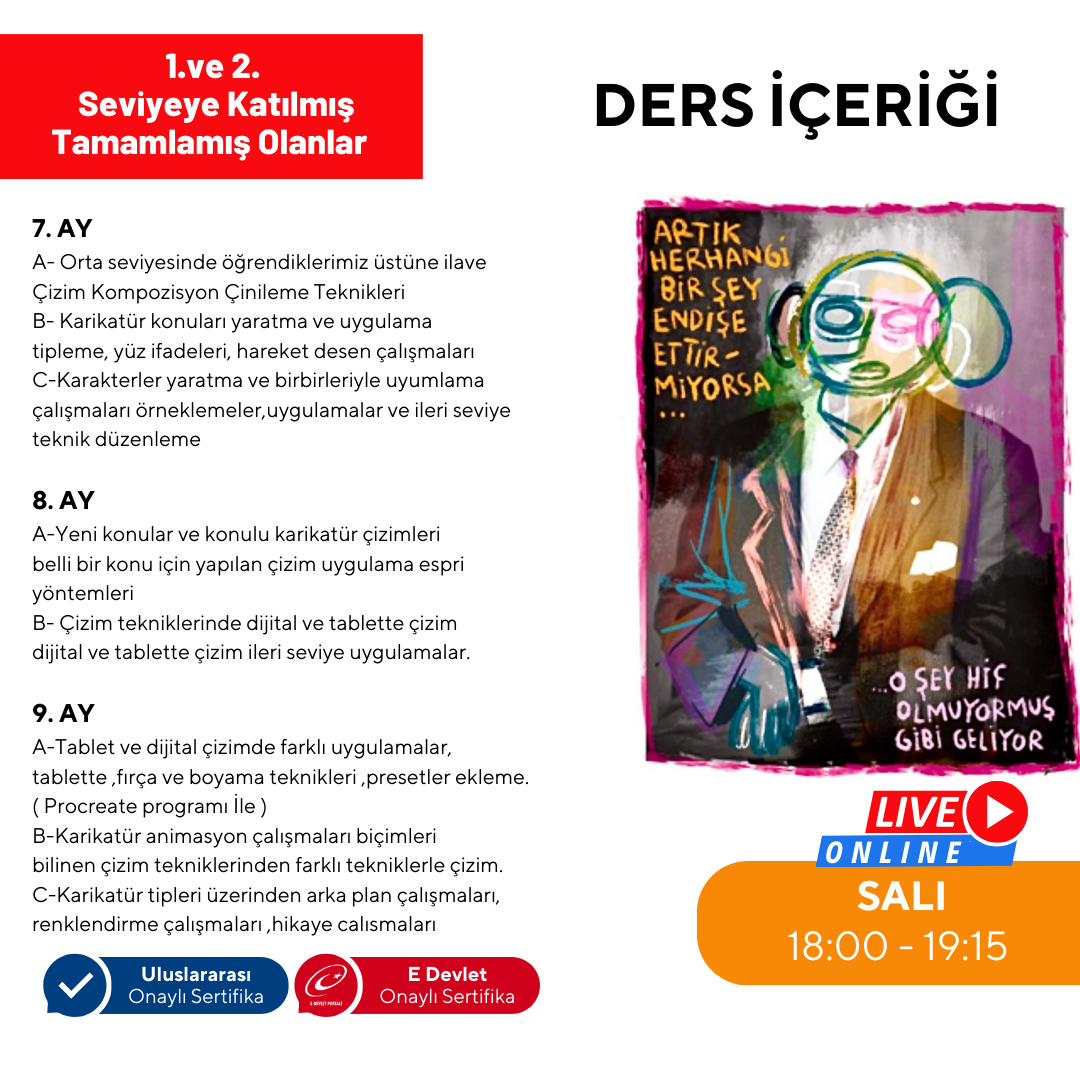 Karikatür Çizimi  İleri Seviye (9-15 Yaş)