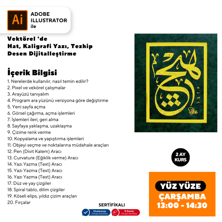 Vektorel'de Hat kaligrafi Yazı Tezhip Desen Dijitalleştirme