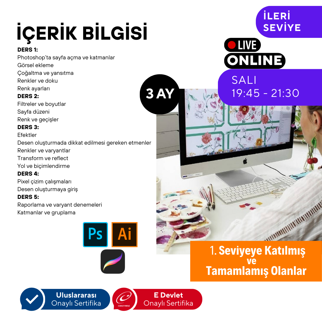 Desinatörlük (Baskı Desen Tasarımı) (İleri Seviye)