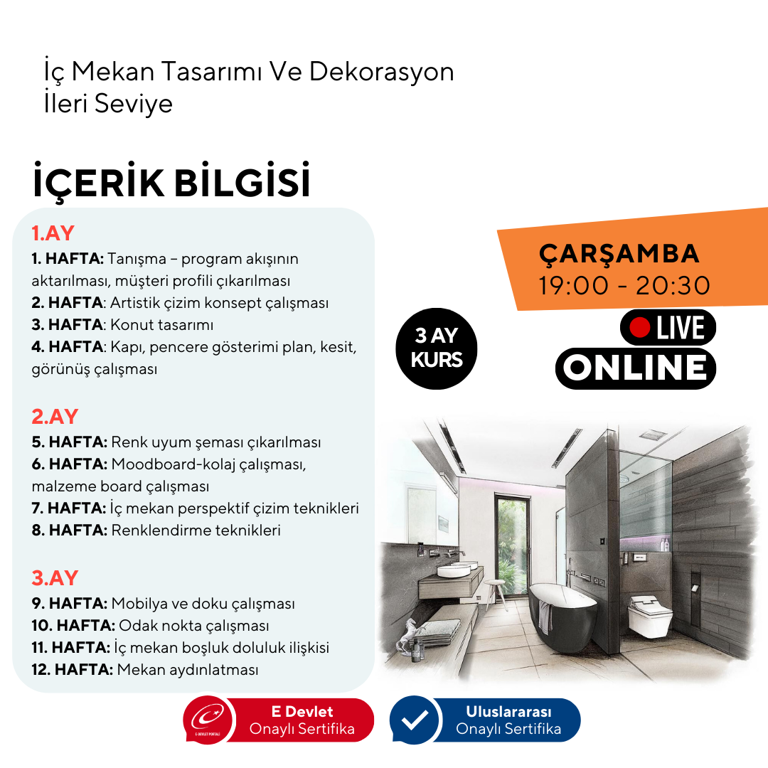 İç Mekan Tasarımı ve Dekorasyonu (İleri Seviye)