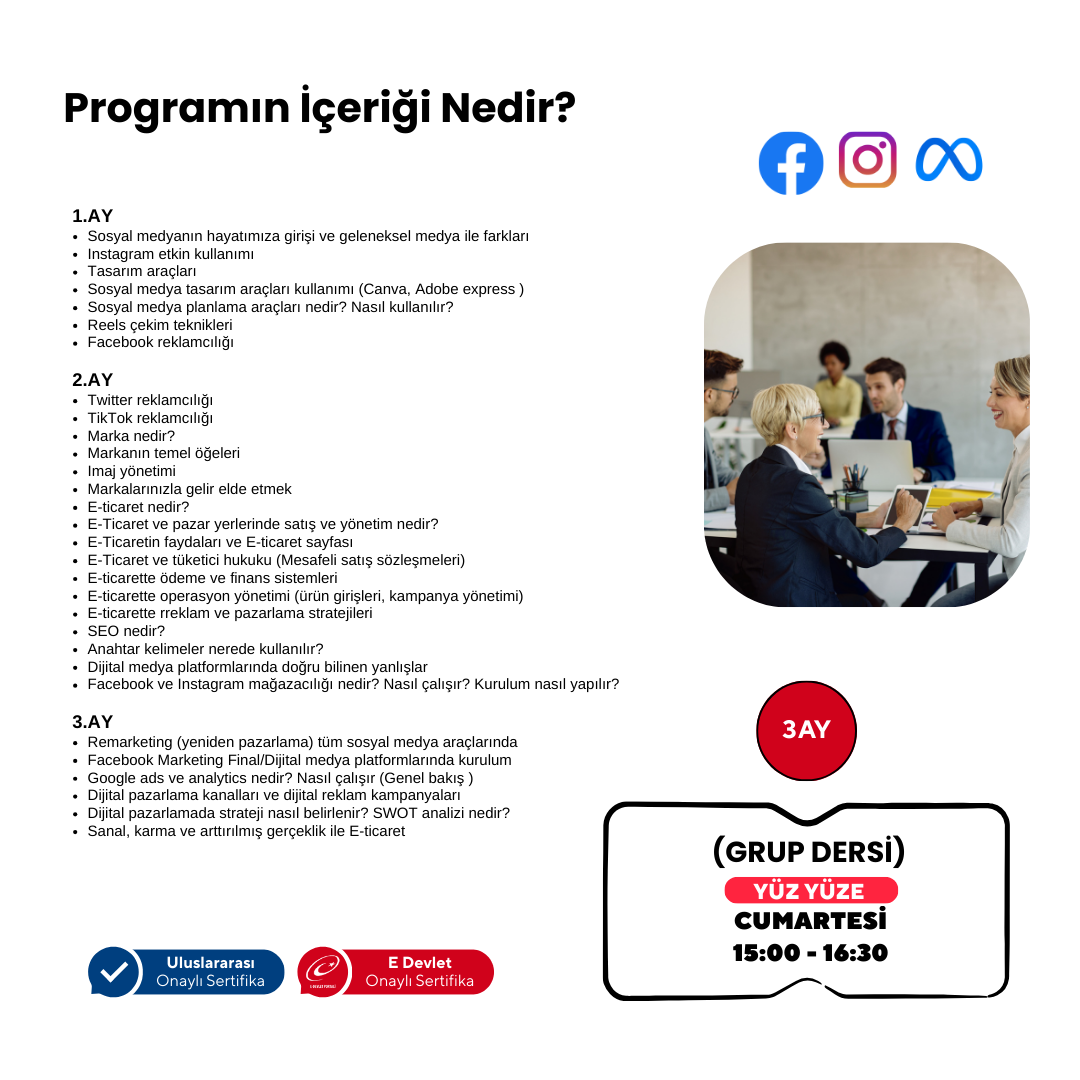 Sosyal Medya ve Dijital Pazarlama Profesyonel Uzmanlık - Yüz Yüze