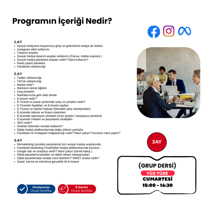 Sosyal Medya ve Dijital Pazarlama Profesyonel Uzmanlık - Yüz Yüze