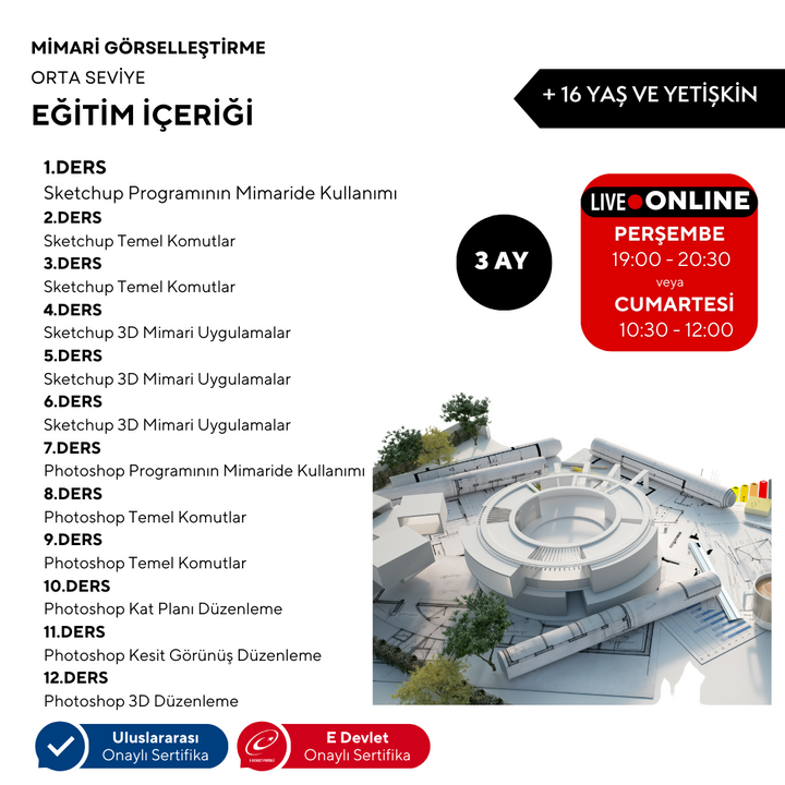 Mimari Görselleştirme  (+16 Yaş ve Yetişkin)(Orta Seviye)