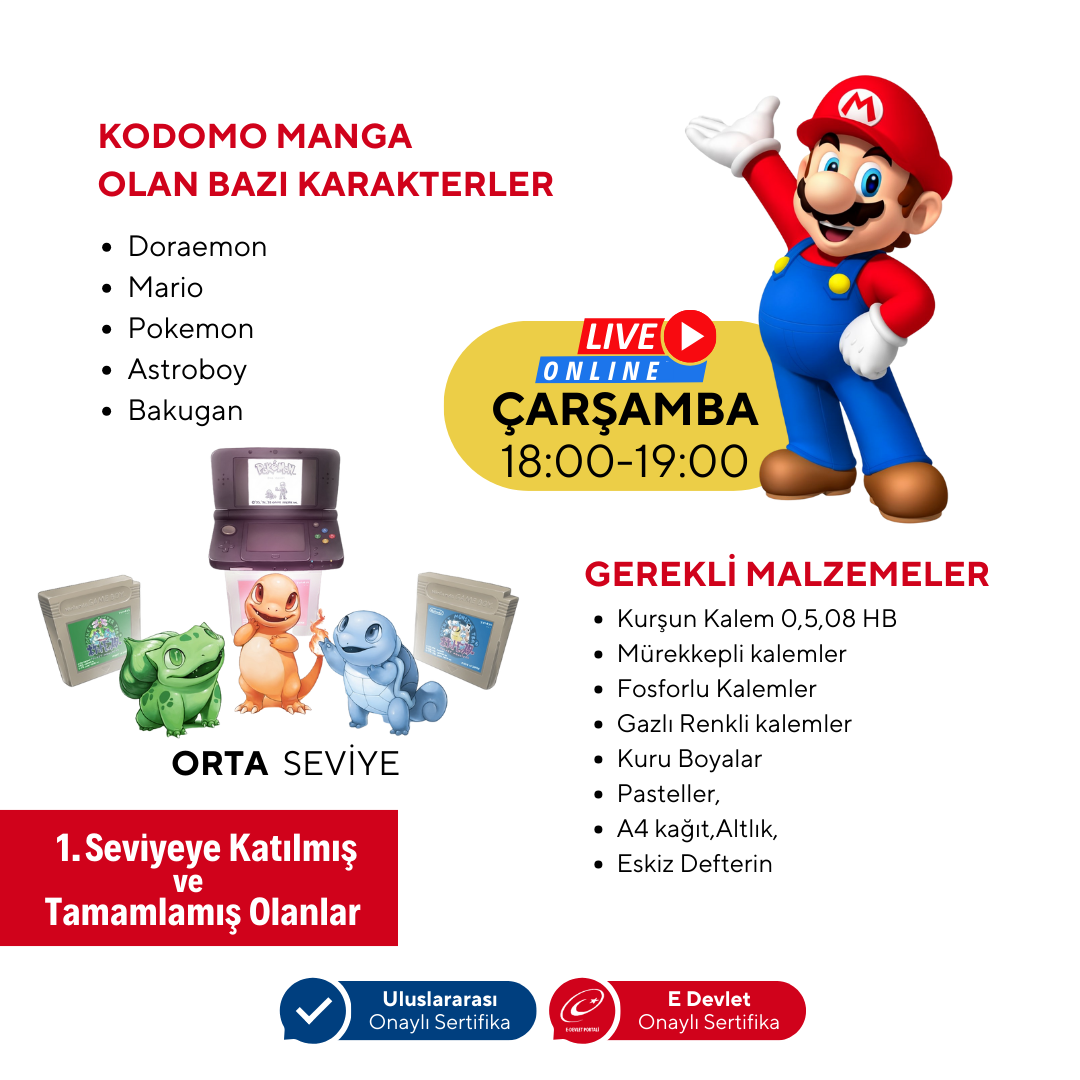 Kodomo Manga & Anime Çizimi  (7-13 Yaş)- Orta Seviye