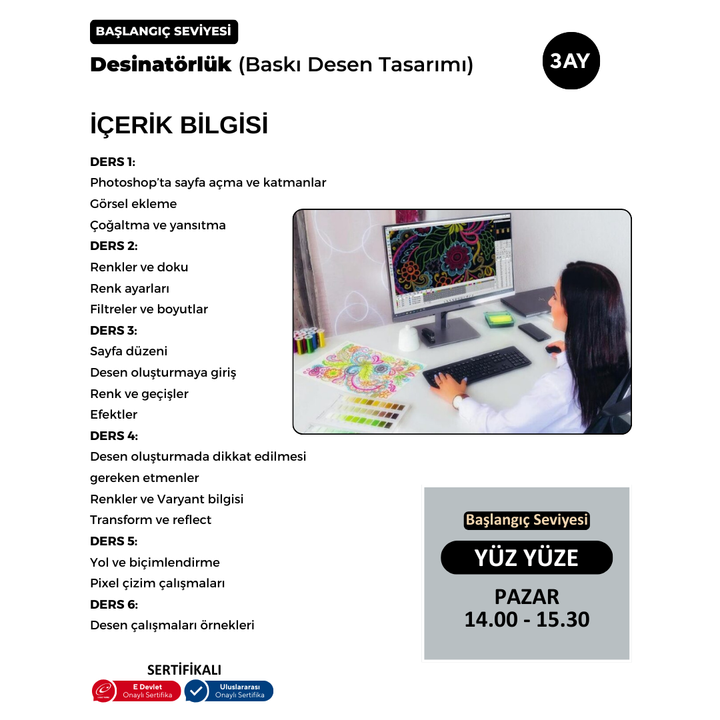 Adobe Photoshop ile Desinatörlük  (Baskı Desen Tasarımı) - Yüz Yüze