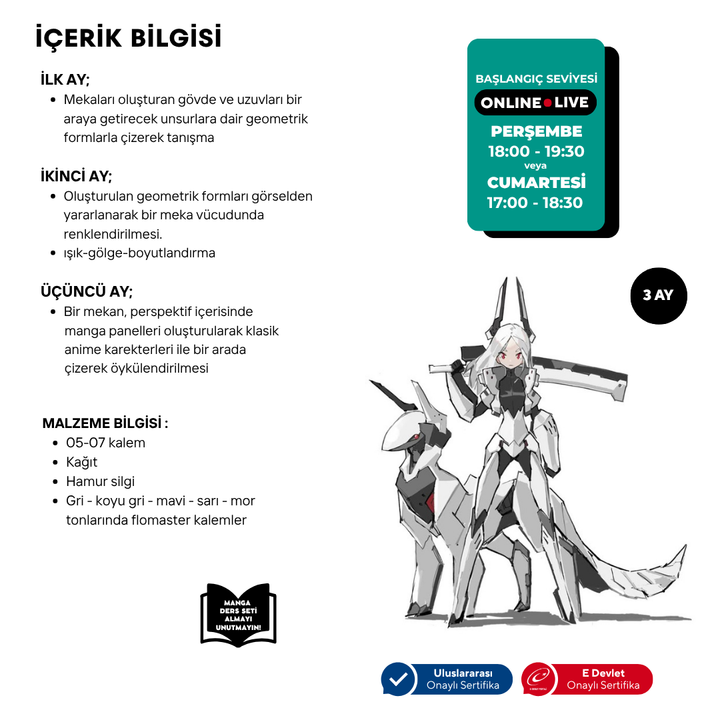 Mecha Manga Çizim Anime Hazırlama (10-16 Yaş)