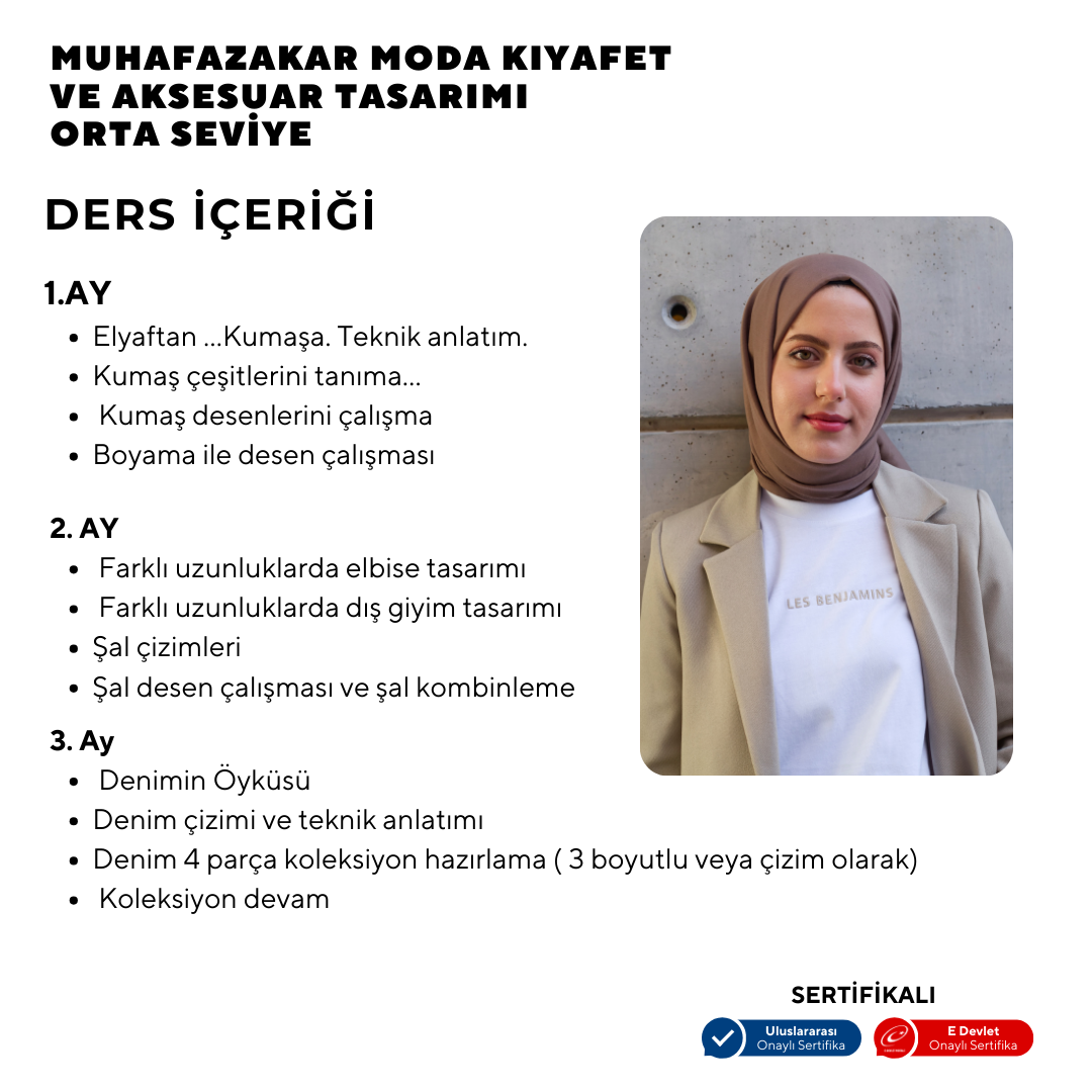 Muhafazakar Moda Kıyafet ve Aksesuar Tasarımı - Orta Seviye