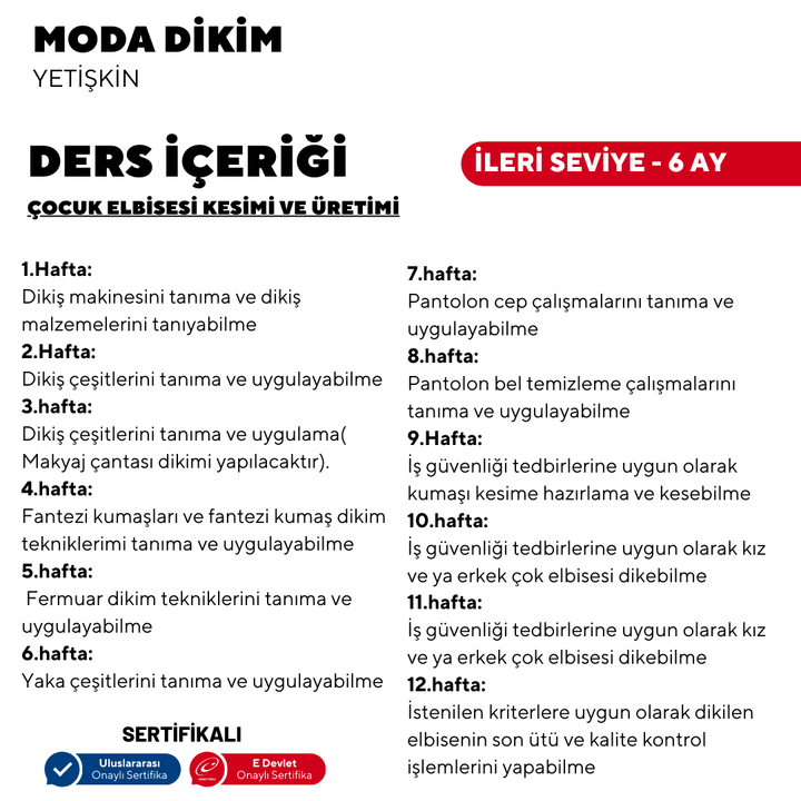 Moda Dikim  - (İleri Seviye)- Online
