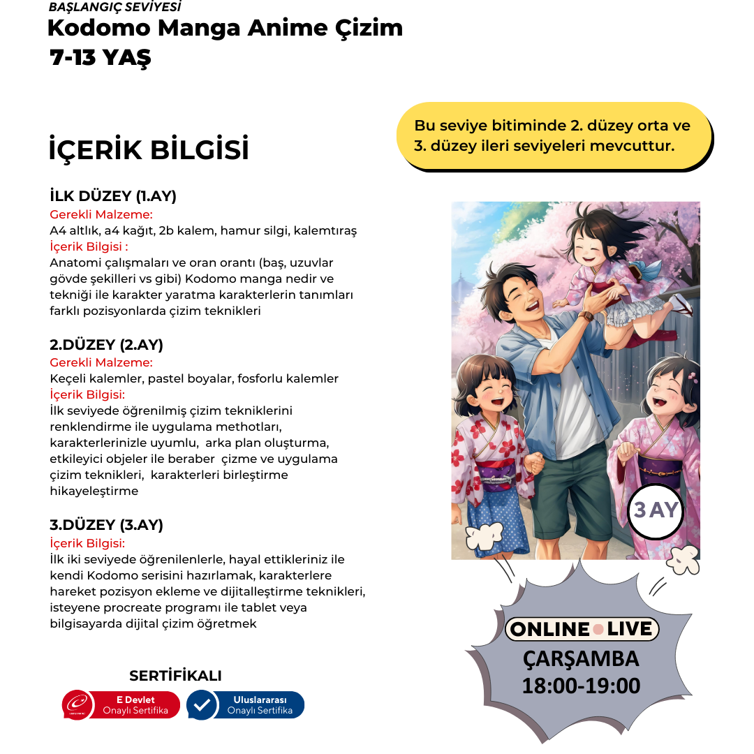 Kodomo Manga & Anime Çizimi  (7-13 Yaş)