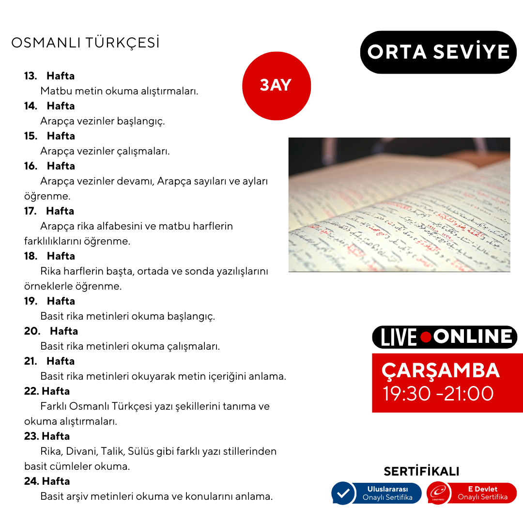 Osmanlı Türkçesi ( Online) Orta Seviyesi