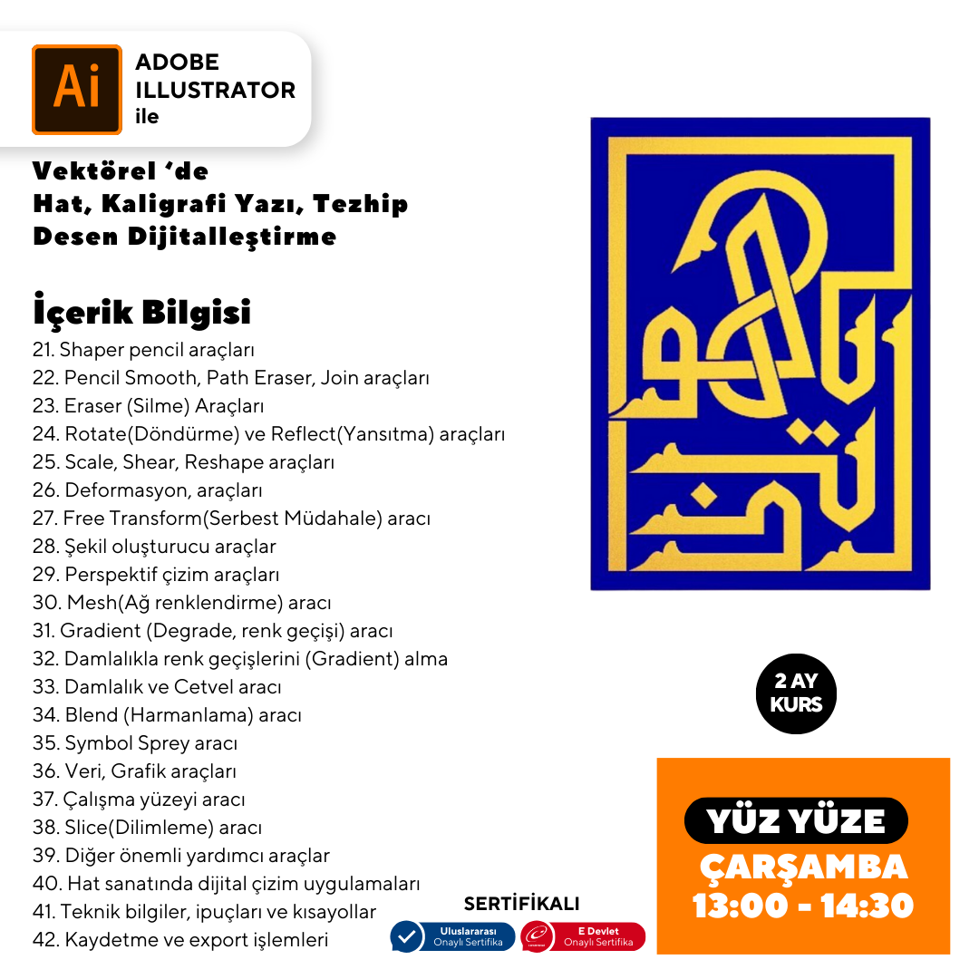 Vektorel'de Hat kaligrafi Yazı Tezhip Desen Dijitalleştirme