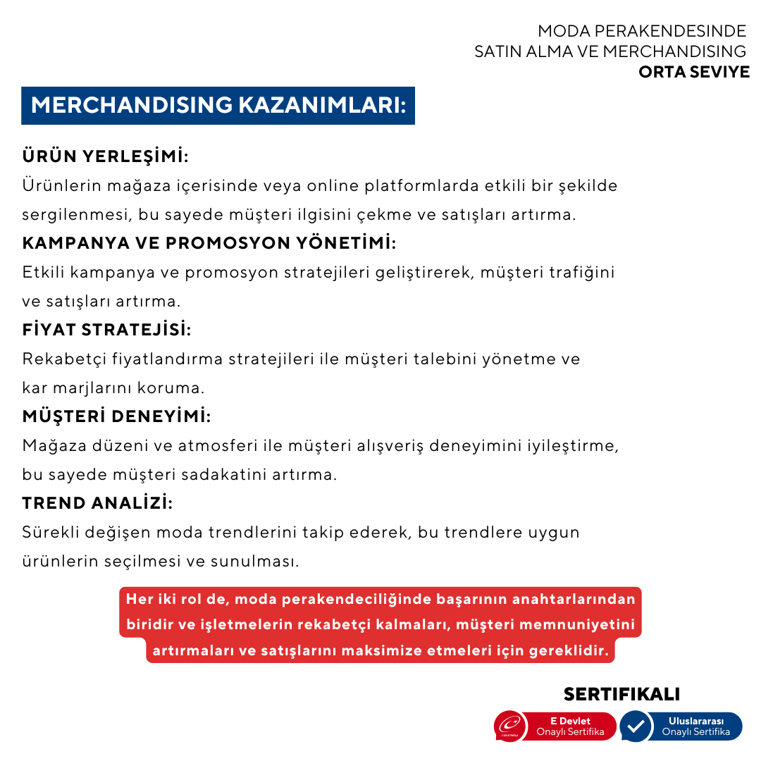 Moda Perakendesinde Satın Alma ve Merchandising ( Online)-Orta Seviye